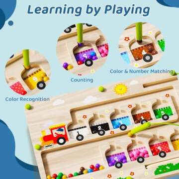 Lechchy 2 in 1 Magnetic Color and Number Maze + ABC Alphabet Tracing Board, Wooden Montessori Toys for 2 3 4 5 Year Old, Preschool Learning Activities, Christmas Birthday Gift for Toddler Boys & Girls