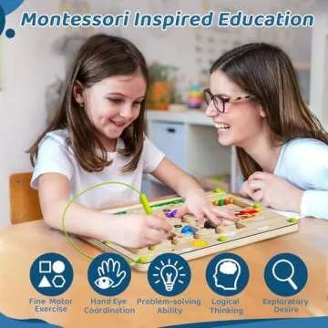 Lechchy 2 in 1 Magnetic Color and Number Maze + ABC Alphabet Tracing Board, Wooden Montessori Toys for 2 3 4 5 Year Old, Preschool Learning Activities, Christmas Birthday Gift for Toddler Boys & Girls