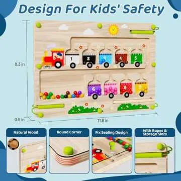 Lechchy 2 in 1 Magnetic Color and Number Maze + ABC Alphabet Tracing Board, Wooden Montessori Toys for 2 3 4 5 Year Old, Preschool Learning Activities, Christmas Birthday Gift for Toddler Boys & Girls