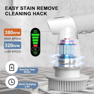 Electric Spin Scrubber, Bathroom Cleaning Brush, Power Scrubber 9 in 1 Shower Cleaner Brush for Clea...
