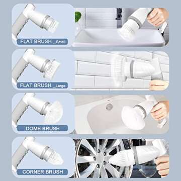 Electric Spin Scrubber, Bathroom Cleaning Brush, Power Scrubber 9 in 1 Shower Cleaner Brush for Cleaning Tub, Tile, Floor, Sink, Stovetop - X02 Grey