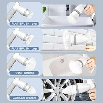 Electric Spin Scrubber, Bathroom Cleaning Brush, Power Scrubber 9 in 1 Shower Cleaner Brush for Cleaning Tub, Tile, Floor, Sink, Stovetop - X02 Grey