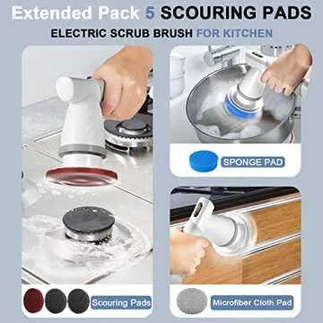 Electric Spin Scrubber, Bathroom Cleaning Brush, Power Scrubber 9 in 1 Shower Cleaner Brush for Cleaning Tub, Tile, Floor, Sink, Stovetop - X02 Grey