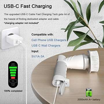 Electric Spin Scrubber, Bathroom Cleaning Brush, Power Scrubber 9 in 1 Shower Cleaner Brush for Cleaning Tub, Tile, Floor, Sink, Stovetop - X02 Grey