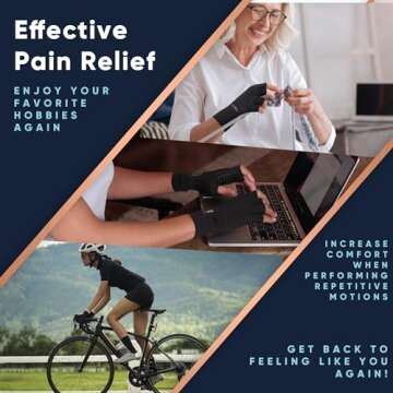 Copper Compression Arthritis Gloves - Orthopedic Brace - Copper Infused Fingerless Glove for Arthritis Pain. For Women & Men