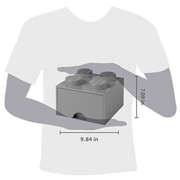 Room Copenhagen, LEGO Brick Drawer - Stackable Storage and Décor - Brick 4, Medium Stone Grey