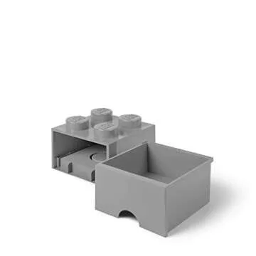 Room Copenhagen, LEGO Brick Drawer - Stackable Storage and Décor - Brick 4, Medium Stone Grey