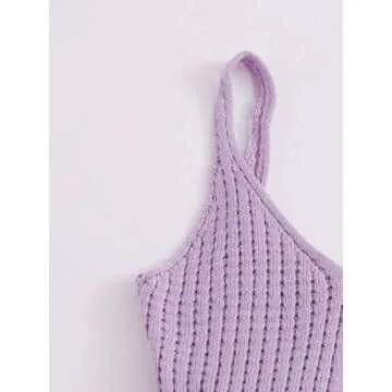 SweatyRocks Women's Spaghetti Strap Ruffle Cropped Sweater