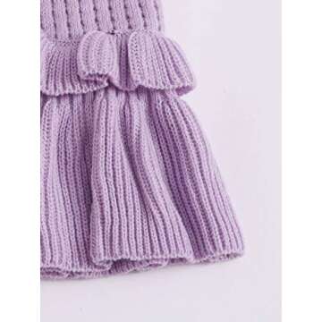 SweatyRocks Women's Casual Spaghetti Strap Ruffle Hem Peplum Cropped Knit Sweater Purple L