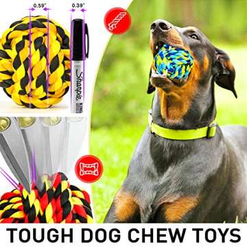 SHARLOVY Dog Toys for Aggressive Chewers, Dog Balls for Large Breeds, Heavy Duty Cotton Rope Chew To...