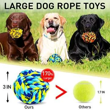 SHARLOVY Dog Toys for Aggressive Chewers, Dog Balls for Large Breeds, Heavy Duty Cotton Rope Chew Toys with Tough Twisted for Medium Breeds, 6 Pack Indestructible Chew Toys