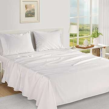 LANE LINEN 100% Egyptian Cotton Sheets Queen Size - 1000 Thread Count White Bed Sheets for Queen Siz...