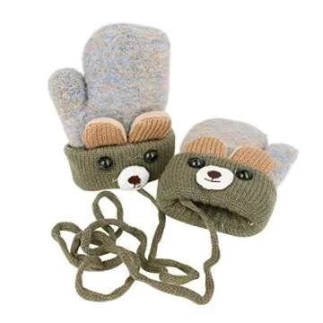 Baby Mittens Warm Mitts Infant Full Finger Gloves Magic Snow Mittens on String