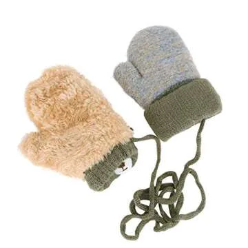 Baby Mittens Warm Mitts Infant Full Finger Gloves Magic Snow Mittens on String
