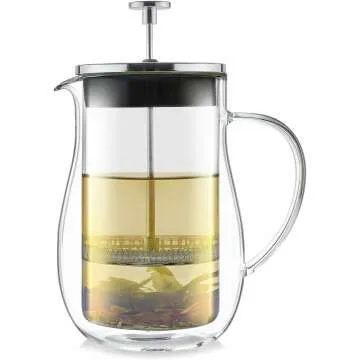 Teabloom Louvre Glass Tea Press - 34 OZ Insulated