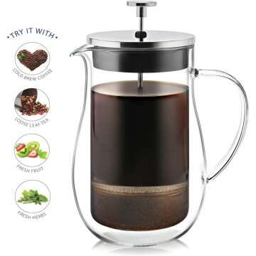 Teabloom Louvre Glass Tea Press - 34 OZ Insulated