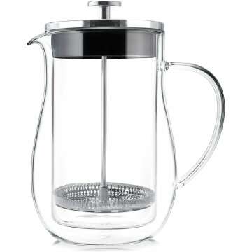 Teabloom Louvre Glass Tea Press - 34 OZ Insulated