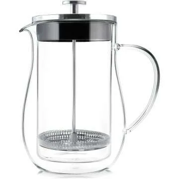 Teabloom Louvre Glass Tea Press - 34 OZ Insulated