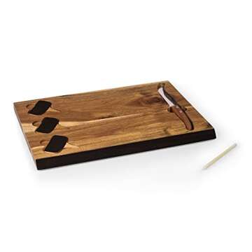PICNIC TIME NCAA Mississippi State Bulldogs Delio Cheese Board and Knife Set - Charcuterie Board Set - Acacia Wood Cutting Board with Cheese Knife and Markers
