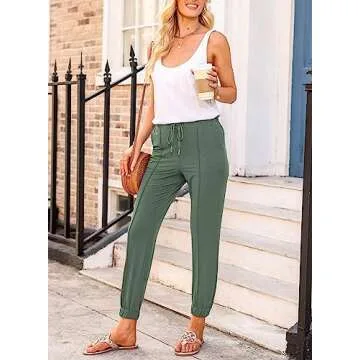 Aleumdr Women's Lightweight Jogger Pants with Pockets