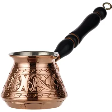 DEMMEX Thickest Copper Turkish Greek Arabic Coffee Pot, Stovetop Coffee Maker, Cezve Ibrik Briki wit...