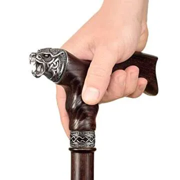 Asterom Handmade Celtic Walking Cane for Men - Bear - Cool Wood Cane Stylish Walking Stick