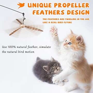 JXFUKAL Cat Wand Toys, Interactive Cat Toys with 3 Feather Refills, 29'' Flexible Steel Wire, Sturdy...