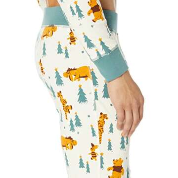Amazon Essentials Disney | Marvel | Star Wars Men's Snug-Fit Pajama Sleep Sets, Pooh Holiday Forest - Mens Snug Fit, Large