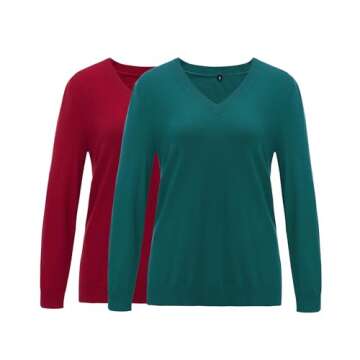 Arach&Cloz Soft V Neck Sweaters for Women 2024