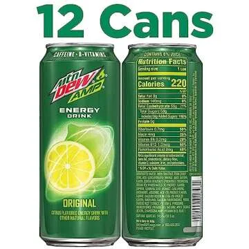 Mtn Dew AMP Energy, Original, Energy Drink with Caffeine, B Vitamins, 16 fl oz cans (12 Pack)
