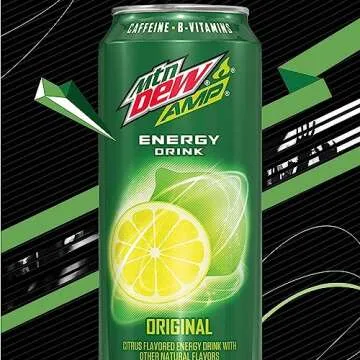 Mtn Dew AMP Energy, Original, Energy Drink with Caffeine, B Vitamins, 16 fl oz cans (12 Pack)