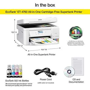 Epson EcoTank ET-4760: Wireless All-in-One Supertank Printer