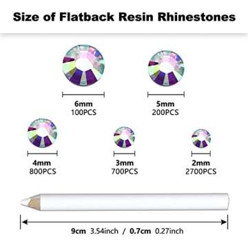 Briskbloom 4500PCS Resin Flatback Rhinestone, 2mm 3mm 4mm 5mm 6mm AB Iridescent Flatback Rhinestones for Tumblers, Nails Art, Mugs, Bottles, Craft Decoration, Loose Bling Glitter Gem Stone