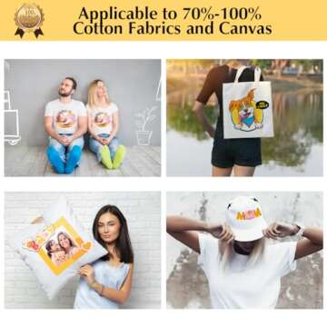 TransOurDream Upgraded Iron on Heat Transfer Paper for T Shirts (8.5x11'', 15 Sheets) Iron-on Transfers Paper for Light Fabric Printable Heat Transfer Vinyl for Inkjet Printer (TOD-4-15)