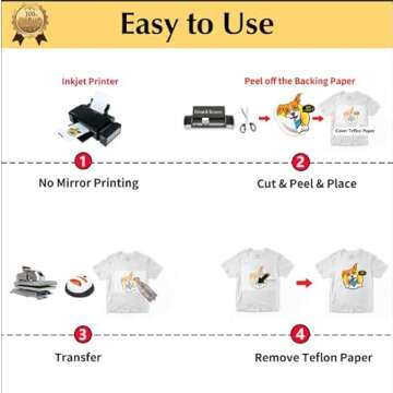 TransOurDream Upgraded Iron on Heat Transfer Paper for T Shirts (8.5x11'', 15 Sheets) Iron-on Transfers Paper for Light Fabric Printable Heat Transfer Vinyl for Inkjet Printer (TOD-4-15)