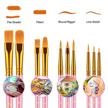 Paint Brushes Set, 30 Pcs Paint Brushes for Acrylic Painting, Oil Watercolor Acrylic Paint Brush, Ar...