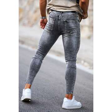 GINGTTO Mens Grey Jeans Slim Fit Stretch,Skinny Jeans Men Designer Casual Jeans for Men 30