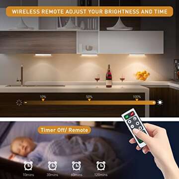 LED Closet Light with Charging Station, 5 Pcs Dimmer Rechargeable Motion Sensor Under Cabinet Lighting with Remote Control, Wireless Stick-Anywhere Night Safe Light Bar for Wardrobe,Kitchen-Warm