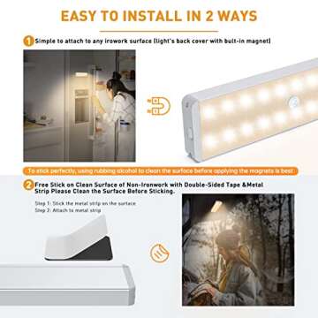 LED Closet Light with Charging Station, 5 Pcs Dimmer Rechargeable Motion Sensor Under Cabinet Lighting with Remote Control, Wireless Stick-Anywhere Night Safe Light Bar for Wardrobe,Kitchen-Warm