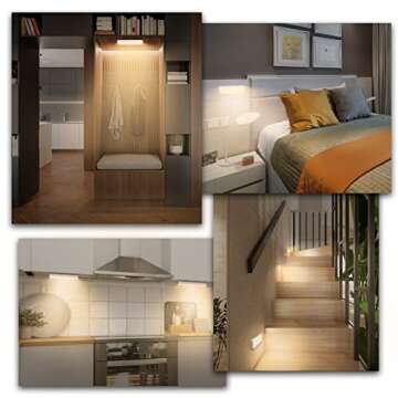 LED Closet Light with Charging Station, 5 Pcs Dimmer Rechargeable Motion Sensor Under Cabinet Lighting with Remote Control, Wireless Stick-Anywhere Night Safe Light Bar for Wardrobe,Kitchen-Warm