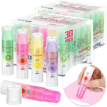 60 Pcs Washable Colored Glue Sticks for School Arts & Crafts