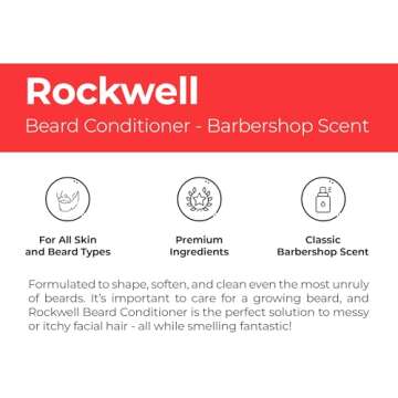 Rockwell Hydrating Beard Conditioner - Classic Barbershop Scent | Conditions & Softens | Formulated with Argan Oil | Ideal for All Beard Types