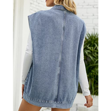 Oulivey Oversized Denim Vest for Women – Stylish & Functional
