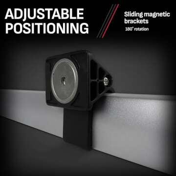 Schumacher SL197U 15-LED Rechargeable Magnetic Work Light – 180° Adjustable Positioning – Dual Magnetic Brackets – Lithium Ion Rechargeable Battery – High-Power SMD LEDs