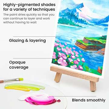 ARTEZA Gouache Paint, Set of 60, 12ml/0.4 US fl oz Gouache Paint Tubes for Professionals and Students