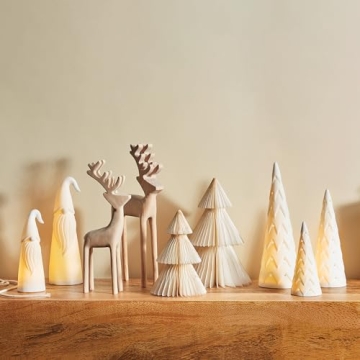 LampLust Wooden Deer Figurines for Christmas Decor