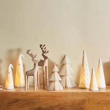 LampLust Wooden Deer Figurines for Christmas Decor