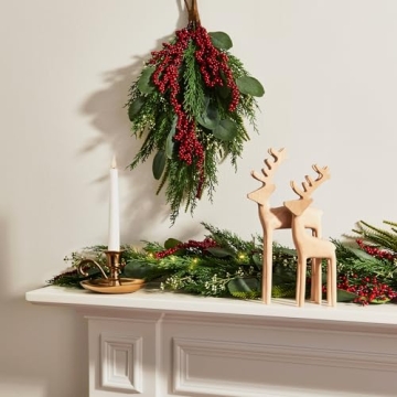 LampLust Wooden Deer Figurines for Christmas Decor