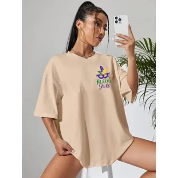 Mardi Gras Oversized Tee Shirt for Women Festive Comfort