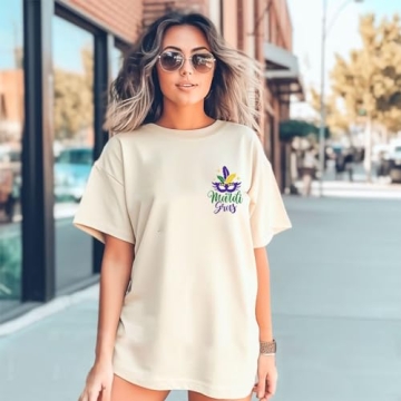 Mardi Gras Oversized Tee Shirt for Women Festive Comfort